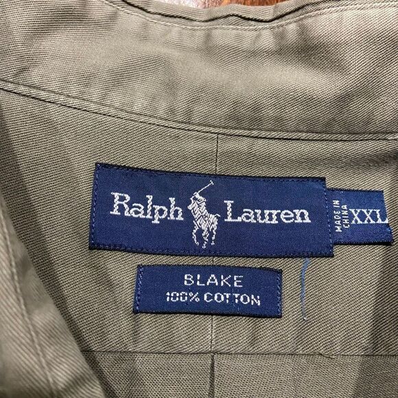 Polo Ralph Lauren Vintage 90s Black Khaki Brown Button Front Shirt Men's XXL - Picture 6 of 8